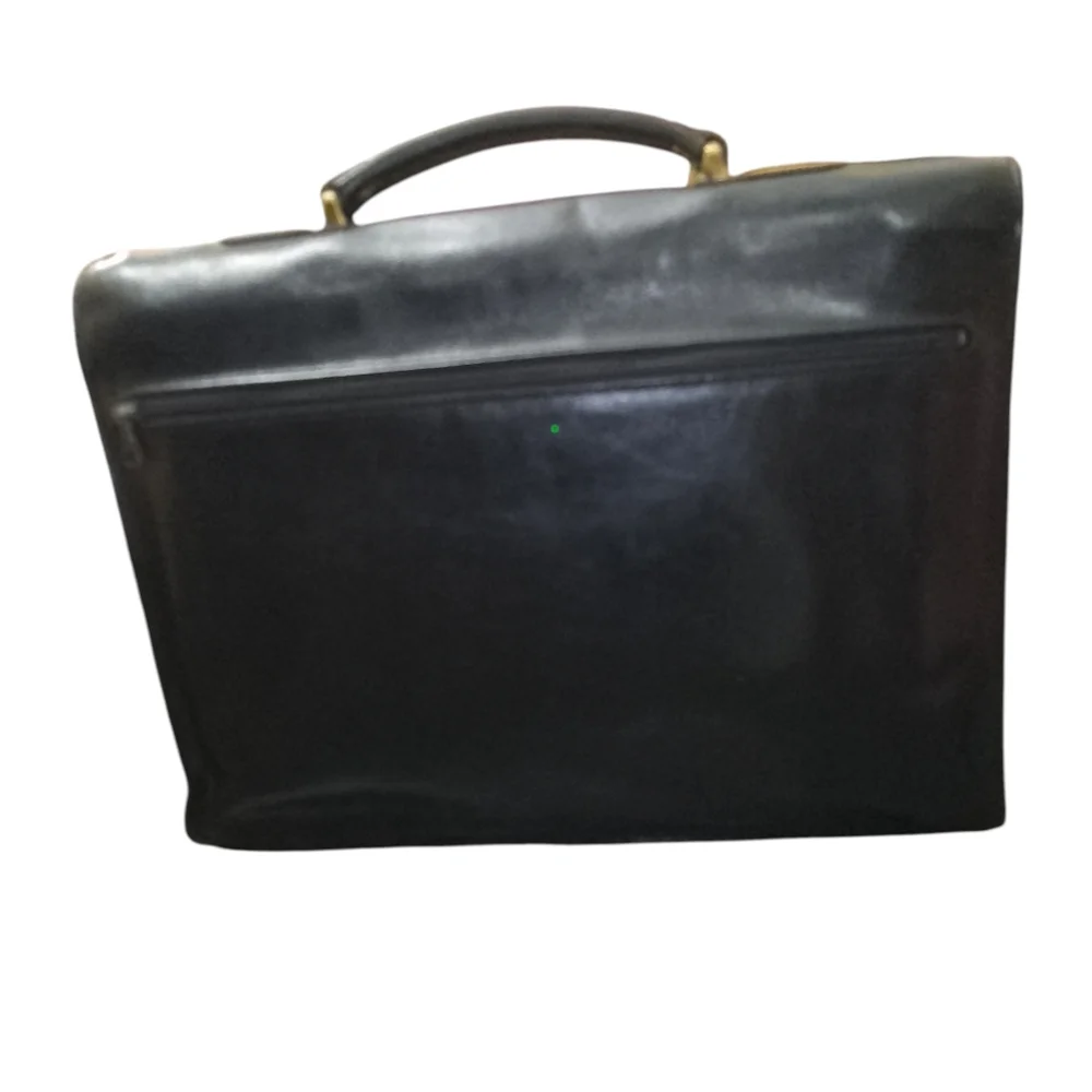Luc D’Arvillers Vintage Italian Leather Briefcase Black Structured Old Money Bag